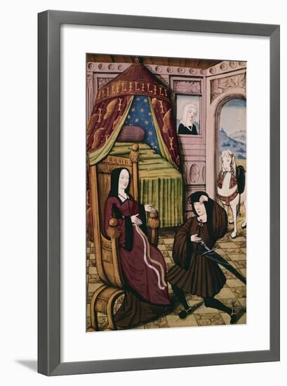 Visiting a Lady, Miniature, France 15th Century-null-Framed Giclee Print