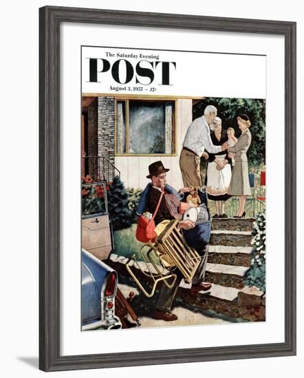 "Visiting the Grandparents" Saturday Evening Post Cover, August 3, 1957-Amos Sewell-Framed Giclee Print