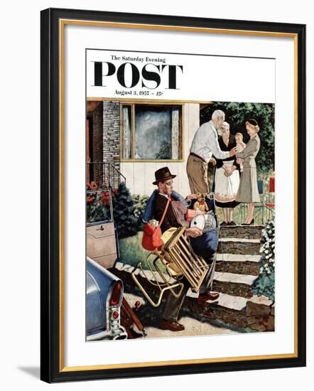 "Visiting the Grandparents" Saturday Evening Post Cover, August 3, 1957-Amos Sewell-Framed Giclee Print