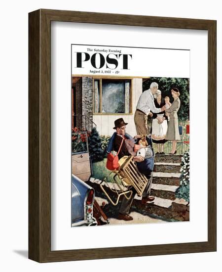 "Visiting the Grandparents" Saturday Evening Post Cover, August 3, 1957-Amos Sewell-Framed Giclee Print