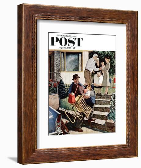 "Visiting the Grandparents" Saturday Evening Post Cover, August 3, 1957-Amos Sewell-Framed Giclee Print