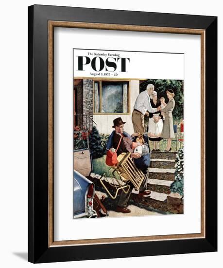 "Visiting the Grandparents" Saturday Evening Post Cover, August 3, 1957-Amos Sewell-Framed Giclee Print