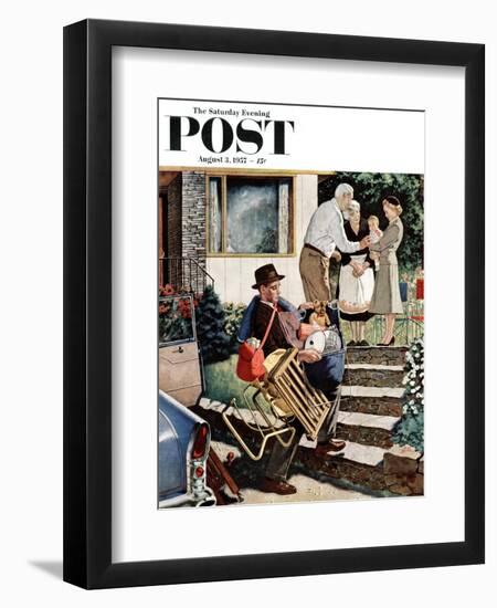 "Visiting the Grandparents" Saturday Evening Post Cover, August 3, 1957-Amos Sewell-Framed Giclee Print