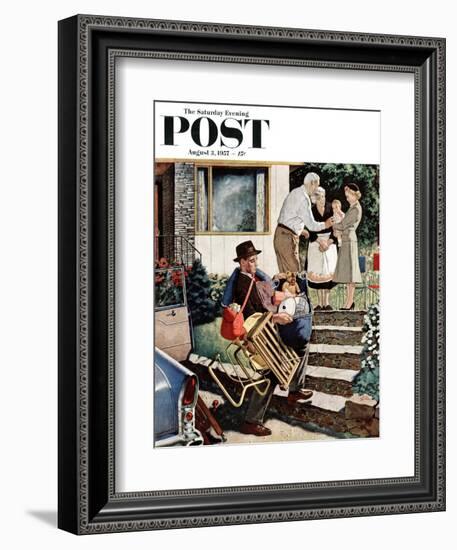 "Visiting the Grandparents" Saturday Evening Post Cover, August 3, 1957-Amos Sewell-Framed Giclee Print