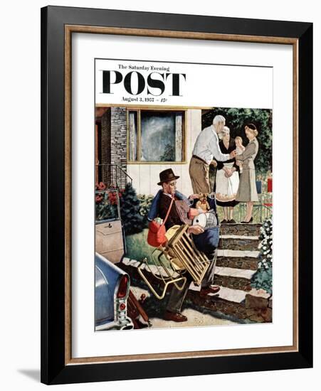 "Visiting the Grandparents" Saturday Evening Post Cover, August 3, 1957-Amos Sewell-Framed Giclee Print