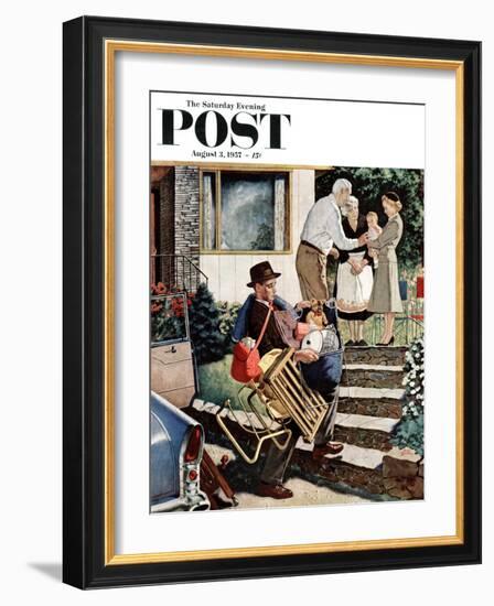 "Visiting the Grandparents" Saturday Evening Post Cover, August 3, 1957-Amos Sewell-Framed Giclee Print