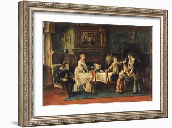 Visiting the New Baby, 19Th Century-Mihaly Munkacsy-Framed Giclee Print