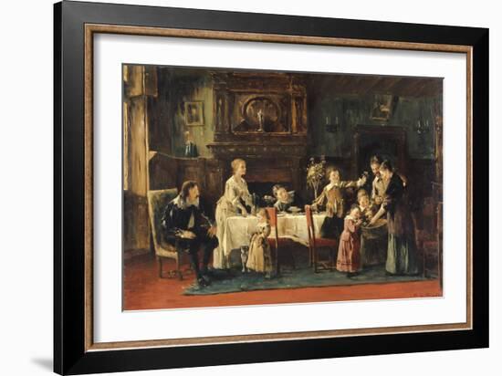 Visiting the New Baby, 19Th Century-Mihaly Munkacsy-Framed Giclee Print