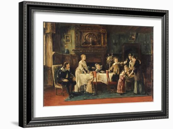 Visiting the New Baby, 19Th Century-Mihaly Munkacsy-Framed Giclee Print