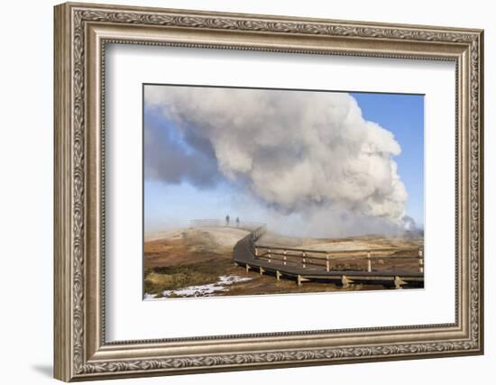 Visitors at the Gunnuhver Geothermal Area on Reykjanes Peninsula During Winter. Iceland-Martin Zwick-Framed Photographic Print