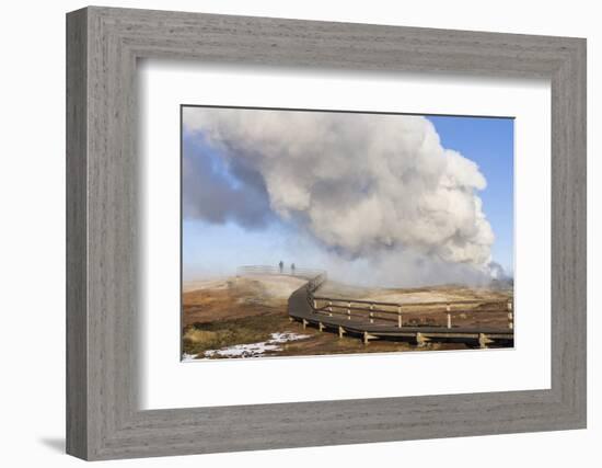 Visitors at the Gunnuhver Geothermal Area on Reykjanes Peninsula During Winter. Iceland-Martin Zwick-Framed Photographic Print