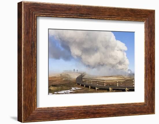 Visitors at the Gunnuhver Geothermal Area on Reykjanes Peninsula During Winter. Iceland-Martin Zwick-Framed Photographic Print