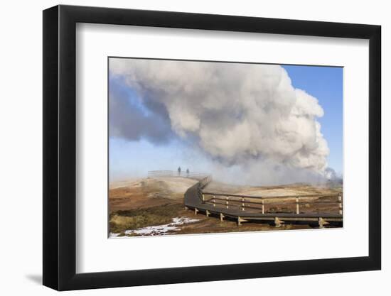 Visitors at the Gunnuhver Geothermal Area on Reykjanes Peninsula During Winter. Iceland-Martin Zwick-Framed Photographic Print
