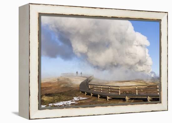 Visitors at the Gunnuhver Geothermal Area on Reykjanes Peninsula During Winter. Iceland-Martin Zwick-Framed Premier Image Canvas