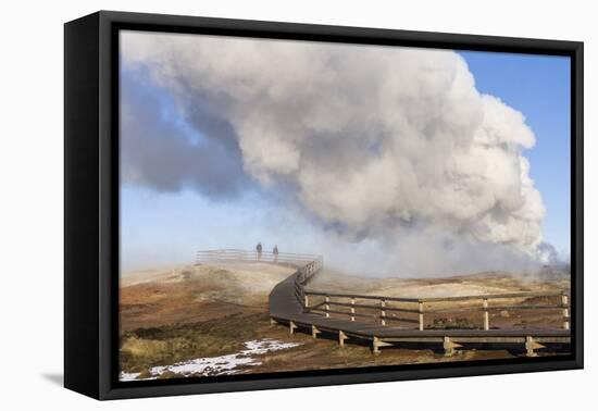 Visitors at the Gunnuhver Geothermal Area on Reykjanes Peninsula During Winter. Iceland-Martin Zwick-Framed Premier Image Canvas