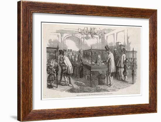 Visitors at the Philo- Peristeron Society's Annual Pigeon Show London-null-Framed Art Print