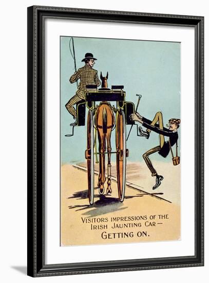 Visitors Impressions of the Irish Jaunting Car - Getting On, English, 1917-null-Framed Giclee Print