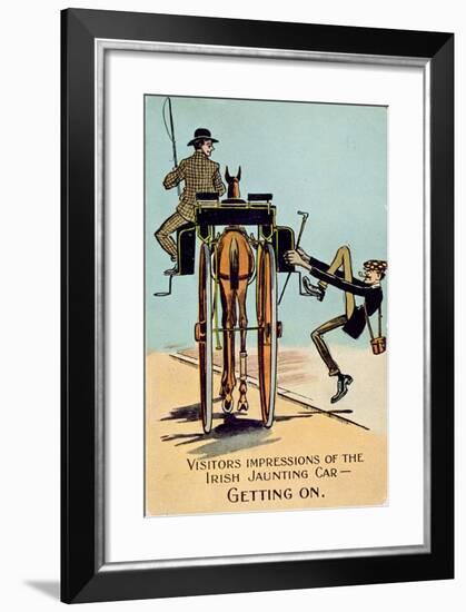 Visitors Impressions of the Irish Jaunting Car - Getting On, English, 1917-null-Framed Giclee Print