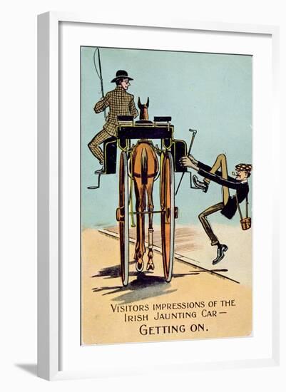 Visitors Impressions of the Irish Jaunting Car - Getting On, English, 1917-null-Framed Giclee Print