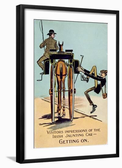 Visitors Impressions of the Irish Jaunting Car - Getting On, English, 1917-null-Framed Giclee Print