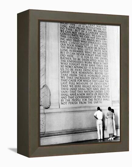 Visitors Reading the Inscription of Pres. Abraham Lincoln's Gettysburg Address, Lincoln Memorial-Thomas D^ Mcavoy-Framed Premier Image Canvas