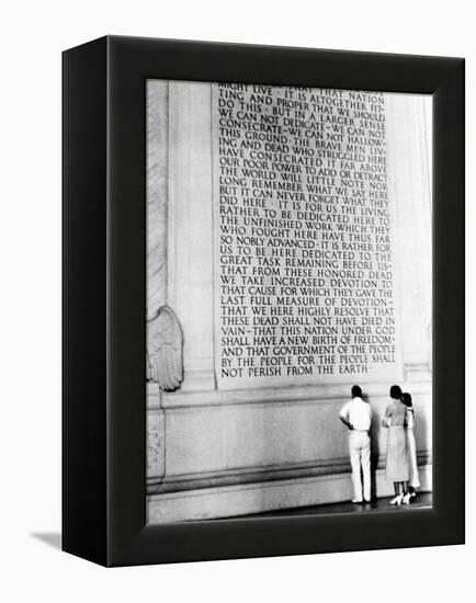 Visitors Reading the Inscription of Pres. Abraham Lincoln's Gettysburg Address, Lincoln Memorial-Thomas D^ Mcavoy-Framed Premier Image Canvas