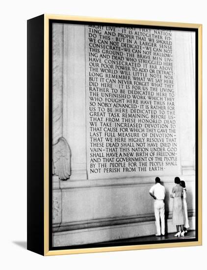 Visitors Reading the Inscription of Pres. Abraham Lincoln's Gettysburg Address, Lincoln Memorial-Thomas D^ Mcavoy-Framed Premier Image Canvas