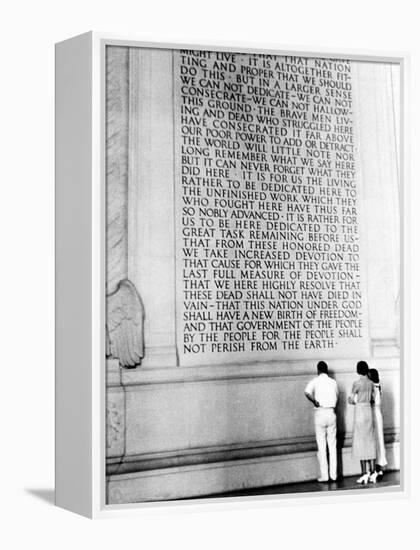 Visitors Reading the Inscription of Pres. Abraham Lincoln's Gettysburg Address, Lincoln Memorial-Thomas D^ Mcavoy-Framed Premier Image Canvas