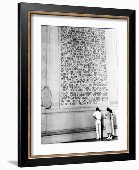 Visitors Reading the Inscription of Pres. Abraham Lincoln's Gettysburg Address, Lincoln Memorial-Thomas D^ Mcavoy-Framed Photographic Print