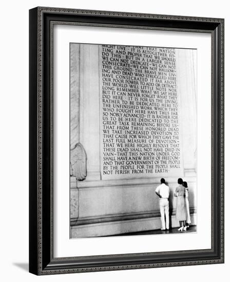 Visitors Reading the Inscription of Pres. Abraham Lincoln's Gettysburg Address, Lincoln Memorial-Thomas D^ Mcavoy-Framed Photographic Print