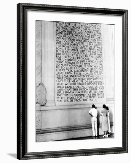 Visitors Reading the Inscription of Pres. Abraham Lincoln's Gettysburg Address, Lincoln Memorial-Thomas D^ Mcavoy-Framed Photographic Print