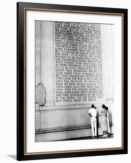 Visitors Reading the Inscription of Pres. Abraham Lincoln's Gettysburg Address, Lincoln Memorial-Thomas D^ Mcavoy-Framed Photographic Print