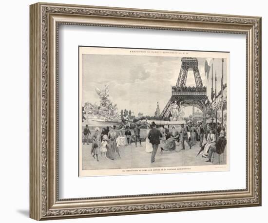 Visitors Stroll in the Fresh Air Beneath the Eiffel Tower in Front of the Monumental Fountain-null-Framed Art Print