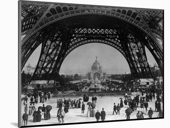 Visitors Strolling Around the Eiffel Tower-null-Mounted Photographic Print