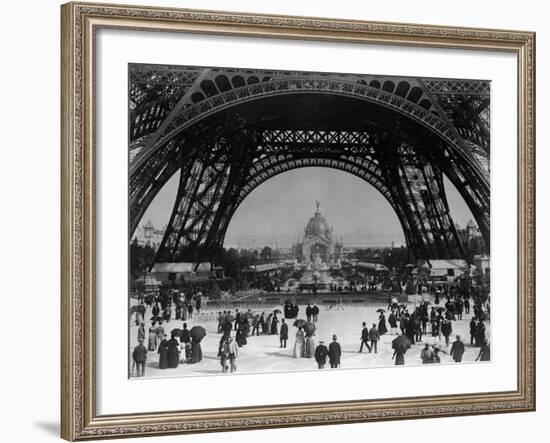 Visitors Strolling Around the Eiffel Tower-null-Framed Photographic Print