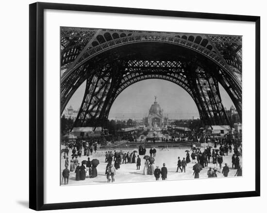 Visitors Strolling Around the Eiffel Tower-null-Framed Photographic Print