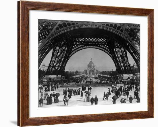 Visitors Strolling Around the Eiffel Tower-null-Framed Photographic Print