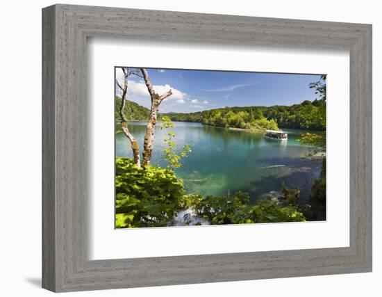 Visitors Taking a Cruise on Lake Kozjak, Plitvice Lakes, Plitvicka Jezera, Croatia-Martin Zwick-Framed Photographic Print