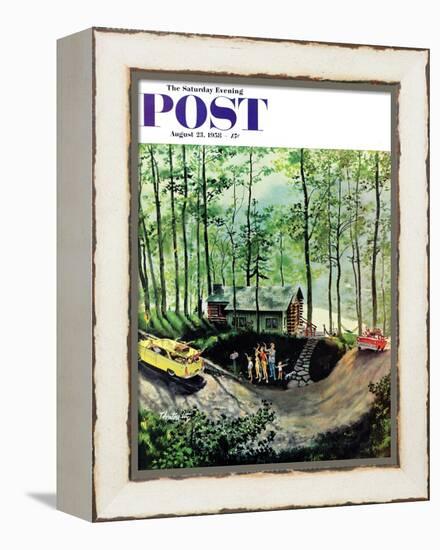 "Visitors to Cabin in the Woods" Saturday Evening Post Cover, August 23, 1958-Thornton Utz-Framed Premier Image Canvas