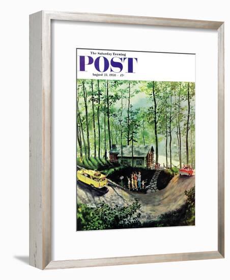 "Visitors to Cabin in the Woods" Saturday Evening Post Cover, August 23, 1958-Thornton Utz-Framed Giclee Print