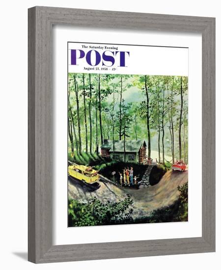 "Visitors to Cabin in the Woods" Saturday Evening Post Cover, August 23, 1958-Thornton Utz-Framed Giclee Print