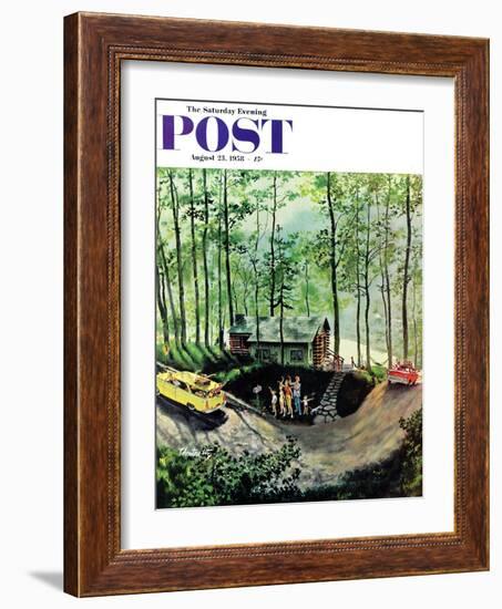 "Visitors to Cabin in the Woods" Saturday Evening Post Cover, August 23, 1958-Thornton Utz-Framed Giclee Print