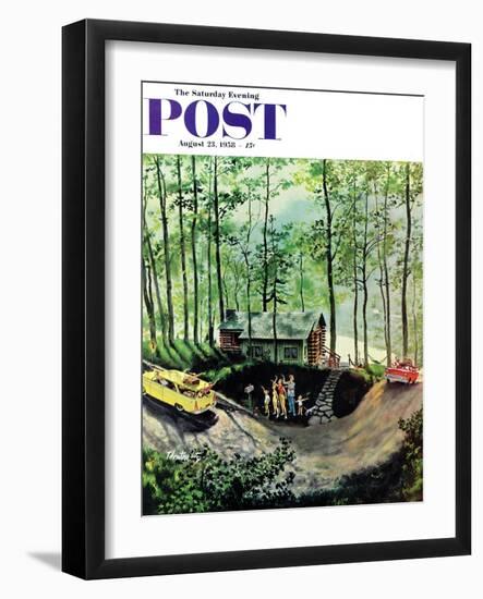 "Visitors to Cabin in the Woods" Saturday Evening Post Cover, August 23, 1958-Thornton Utz-Framed Giclee Print