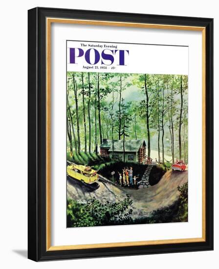 "Visitors to Cabin in the Woods" Saturday Evening Post Cover, August 23, 1958-Thornton Utz-Framed Giclee Print