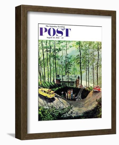 "Visitors to Cabin in the Woods" Saturday Evening Post Cover, August 23, 1958-Thornton Utz-Framed Giclee Print