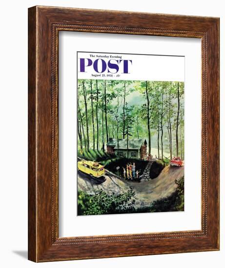 "Visitors to Cabin in the Woods" Saturday Evening Post Cover, August 23, 1958-Thornton Utz-Framed Giclee Print