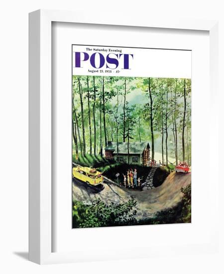 "Visitors to Cabin in the Woods" Saturday Evening Post Cover, August 23, 1958-Thornton Utz-Framed Giclee Print