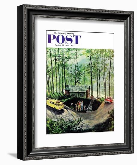 "Visitors to Cabin in the Woods" Saturday Evening Post Cover, August 23, 1958-Thornton Utz-Framed Giclee Print