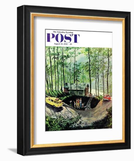 "Visitors to Cabin in the Woods" Saturday Evening Post Cover, August 23, 1958-Thornton Utz-Framed Giclee Print