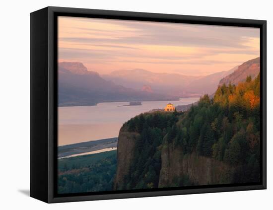 Vista House on Crown Point at Columbia River, Tom McCall Nature Preserve, Columbia River Gorge N...-null-Framed Premier Image Canvas